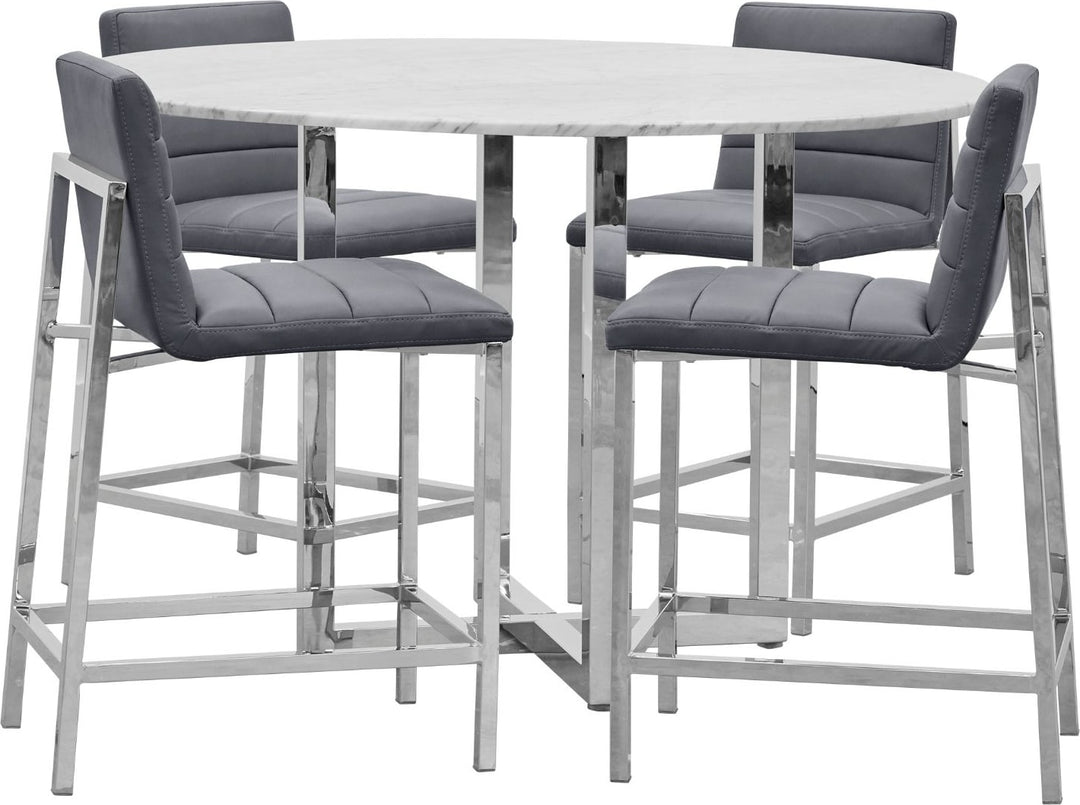 Amalfi Metal Back Counter Stool in Cobalt Leather – view 4