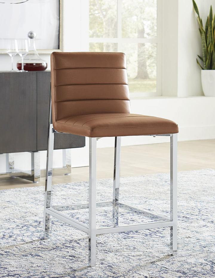 Amalfi Metal Back Counter Stool in Cognac Leather