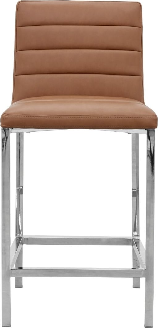 Amalfi Metal Back Counter Stool in Cognac Leather – view 3
