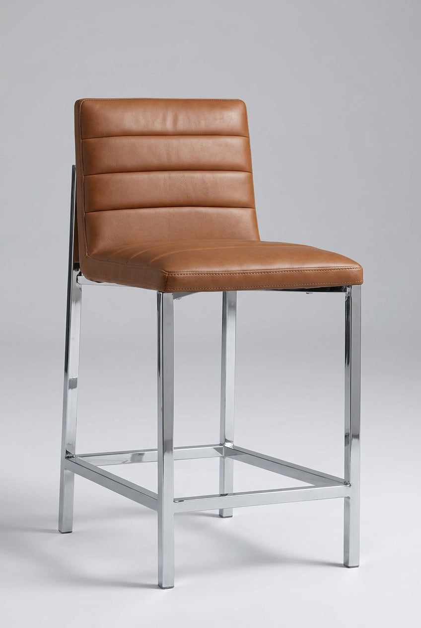 Amalfi Metal Back Counter Stool in Cognac Leather view 4
