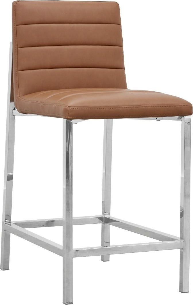 Amalfi Metal Back Counter Stool in Cognac Leather – view 4