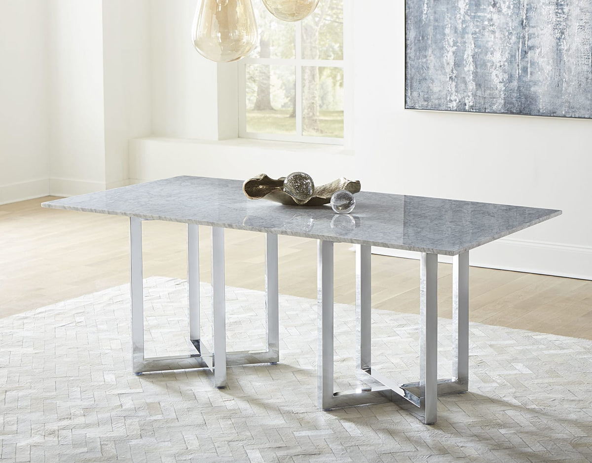 Amalfi Rectangular Carrara Marble Top Dining Table