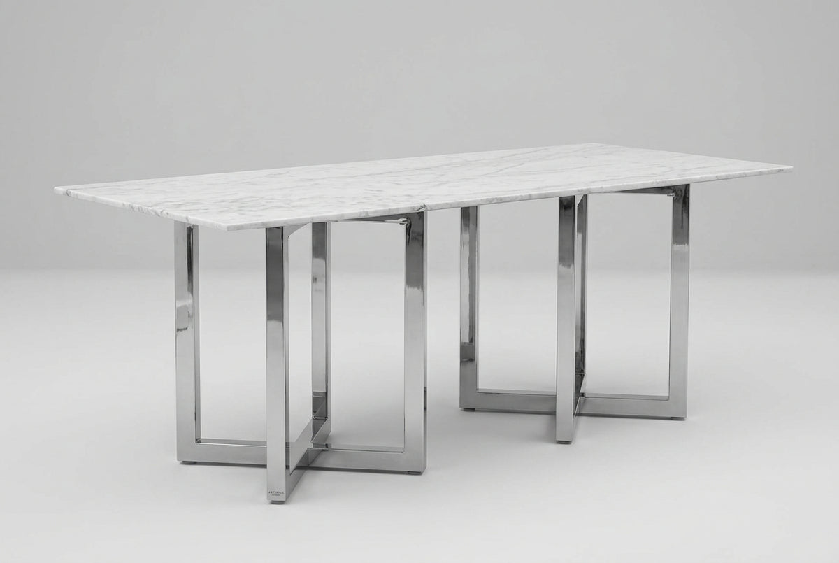 Amalfi Rectangular Carrara Marble Top Dining Table view 3