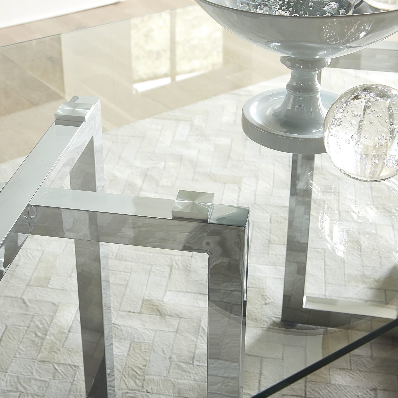 Amalfi Rectangular Glass Top Dining Table – view 2