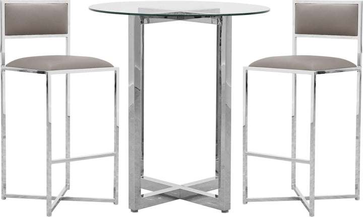 Amalfi X-Base Bar Stool in Taupe Leather – view 5