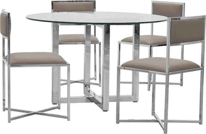 Amalfi X-Base Chair in Taupe Leather – view 4