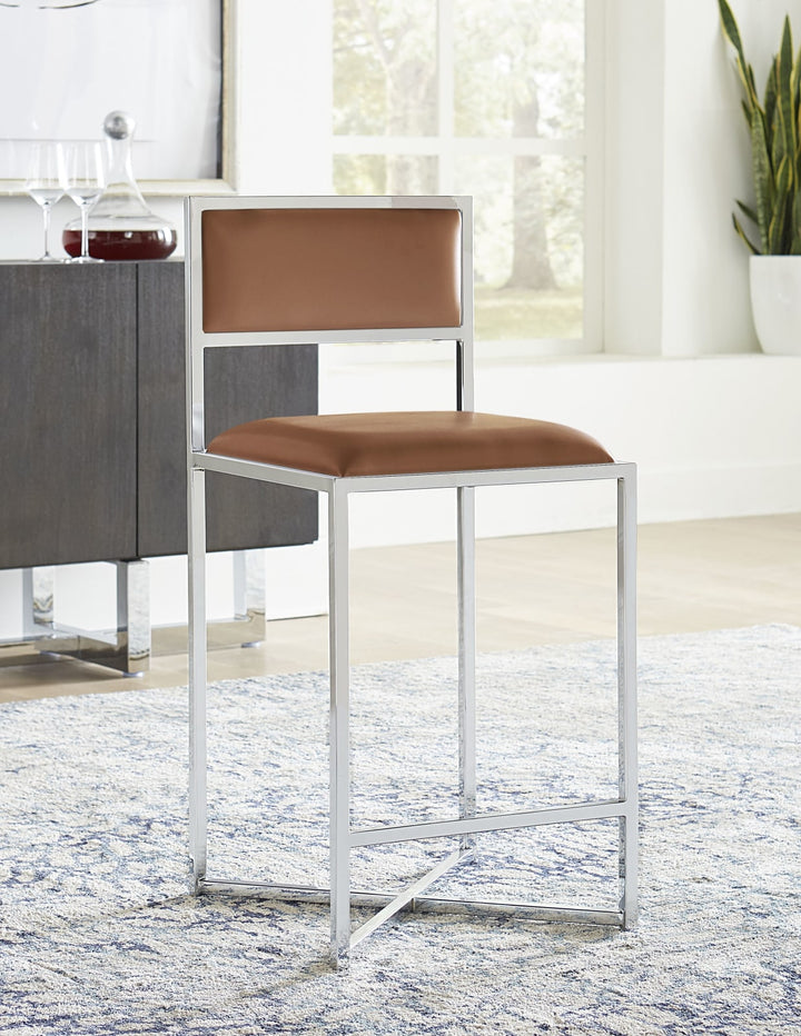 Amalfi X-Base Counter Stool in Cognac Leather