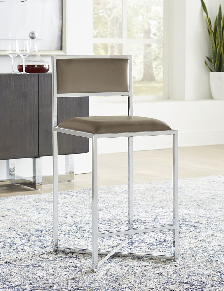 Amalfi X-Base Counter Stool in Taupe Leather