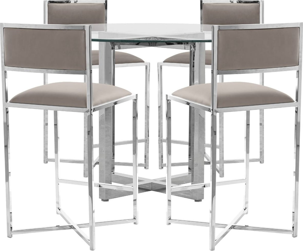 Amalfi X-Base Counter Stool in Taupe Leather – view 5