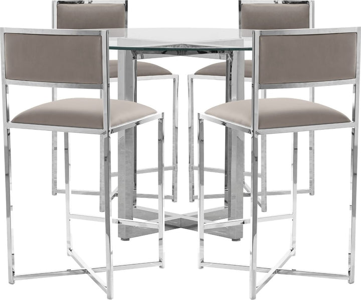 Amalfi X-Base Counter Stool in Taupe Leather – view 5