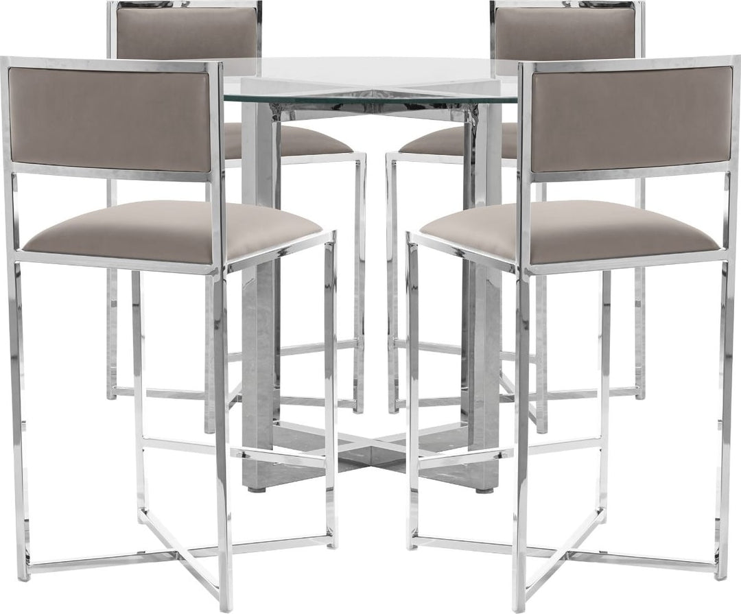 Amalfi X-Base Counter Stool in Taupe Leather – view 5