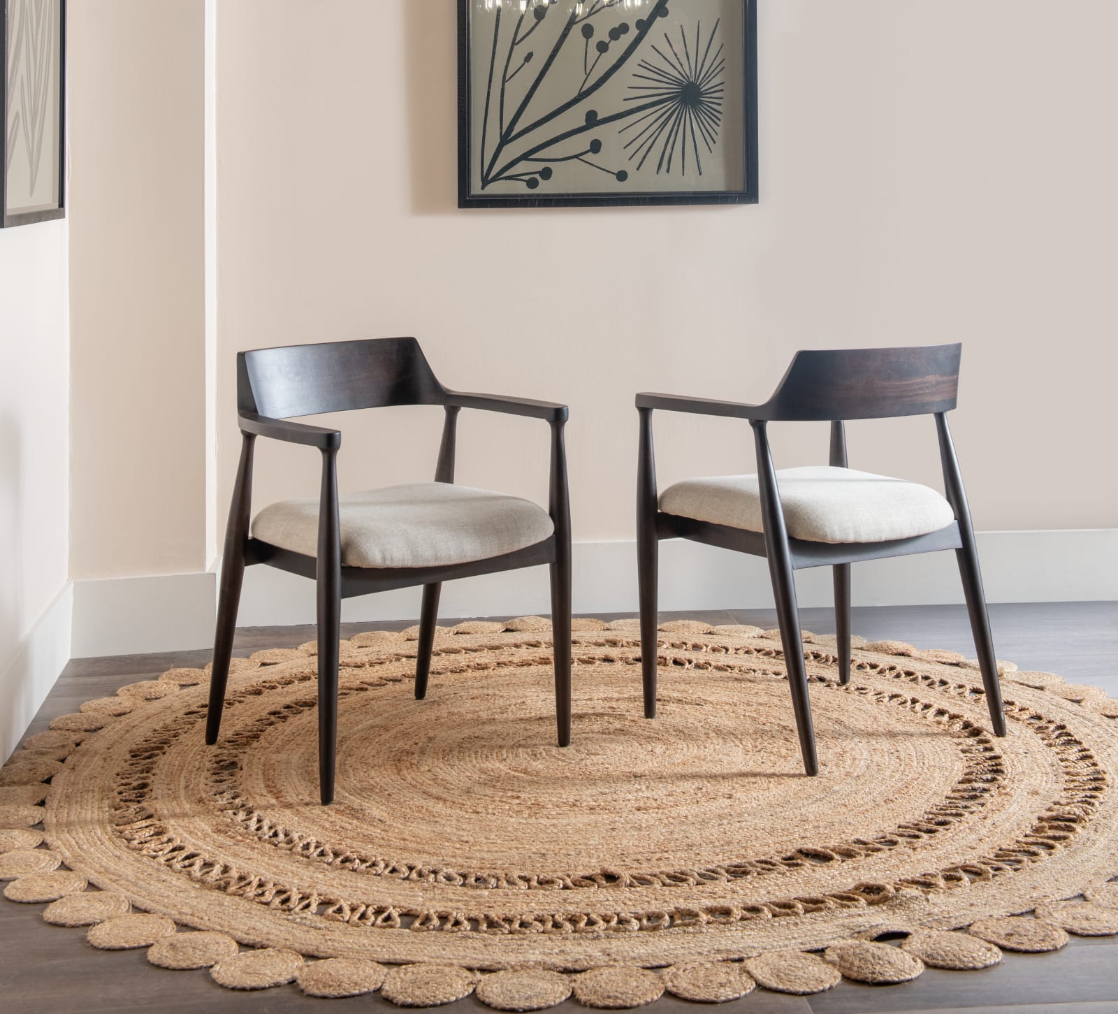 Amaroo Solid Mango Linen Upholstered Dining Arm Chair in Honey Date