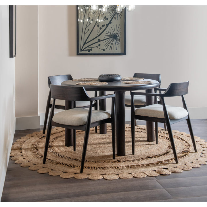 Amaroo Solid Mango Linen Upholstered Dining Arm Chair in Honey Date