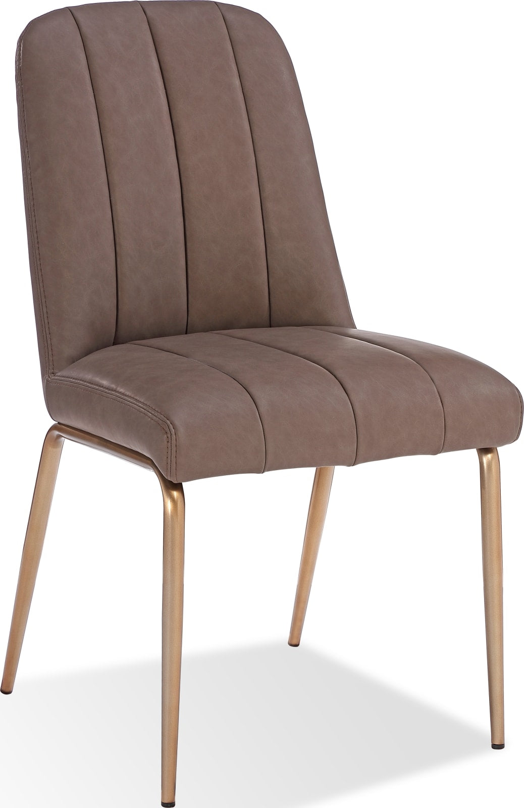 Apollo Upholstered Dining Chair in Cinnamon Synthetic Leather and Brushed Bronze Metal