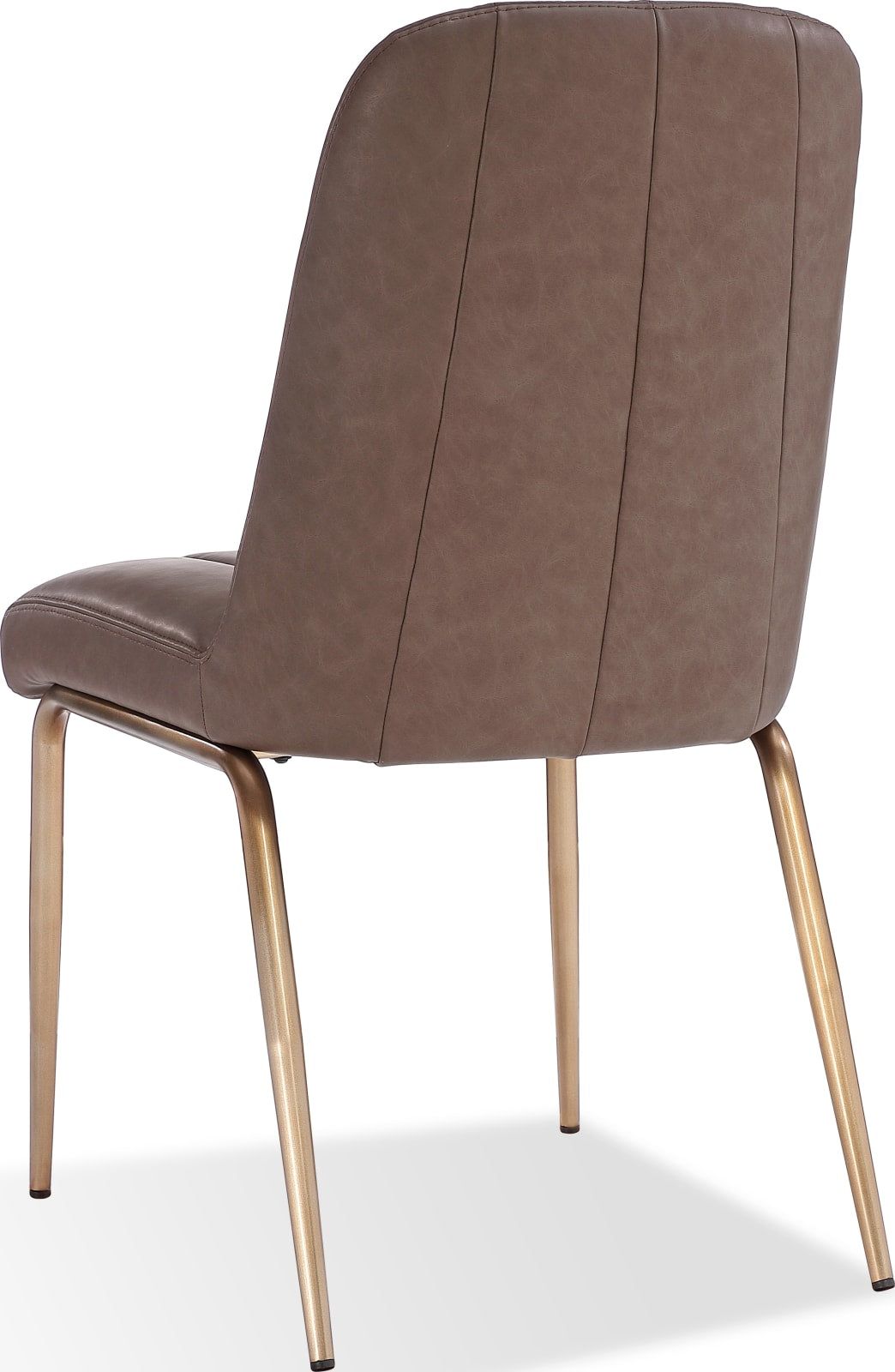 Apollo Upholstered Dining Chair in Cinnamon Synthetic Leather and Brushed Bronze Metal – view 2