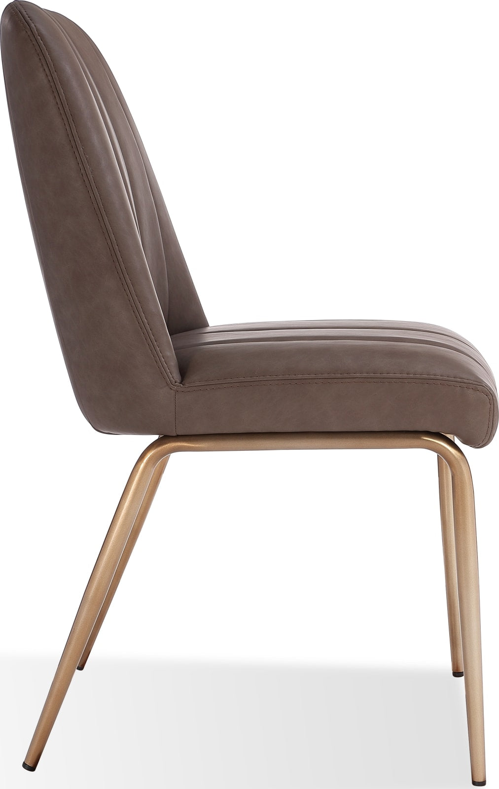 Apollo Upholstered Dining Chair in Cinnamon Synthetic Leather and Brushed Bronze Metal – view 4