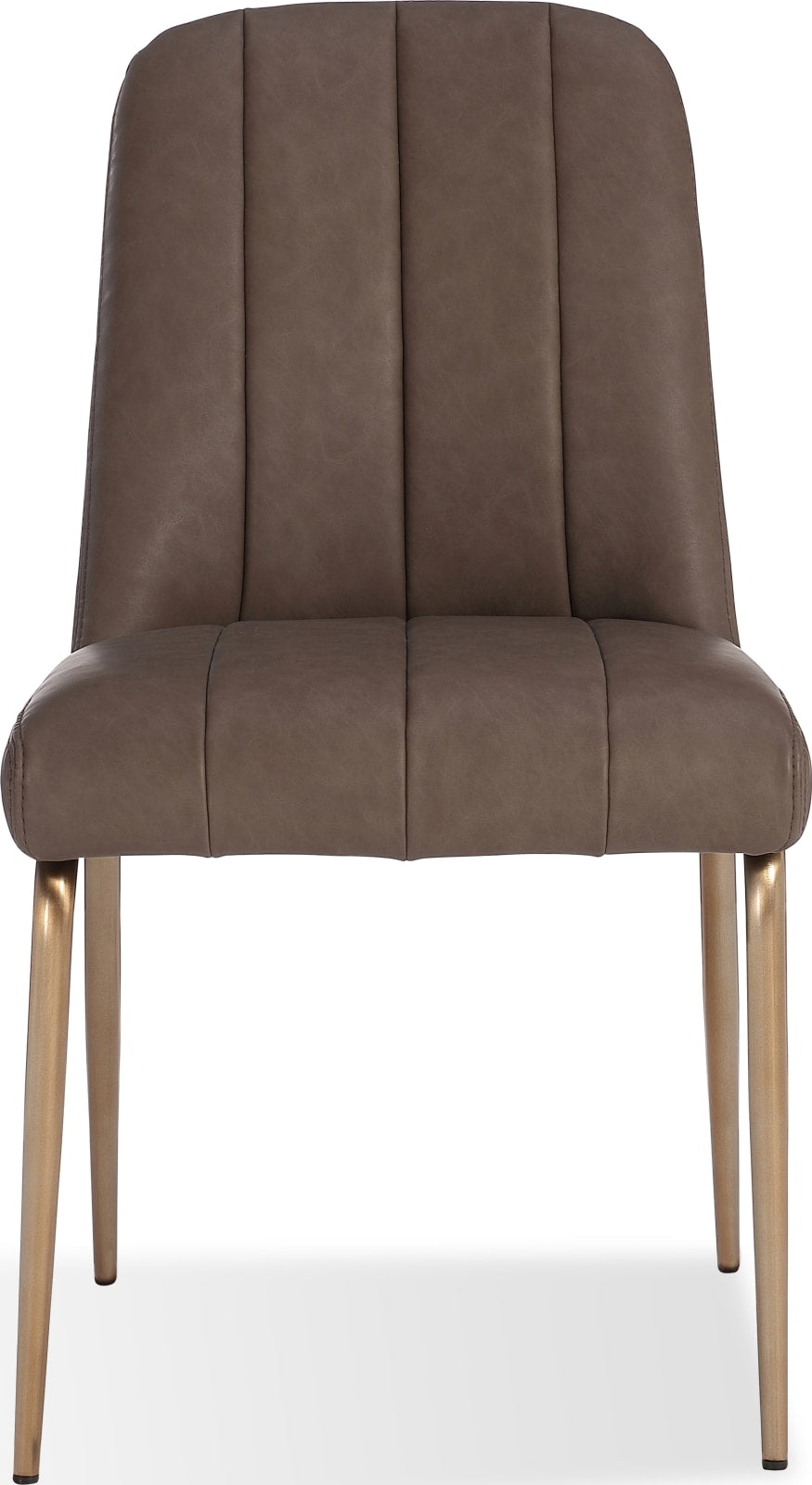 Apollo Upholstered Dining Chair in Cinnamon Synthetic Leather and Brushed Bronze Metal – view 5