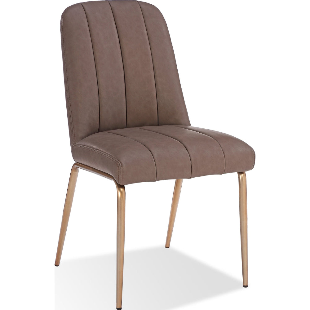 Apollo Upholstered Dining Chair in Cinnamon Synthetic Leather and Brushed Bronze Metal (Set of 2)