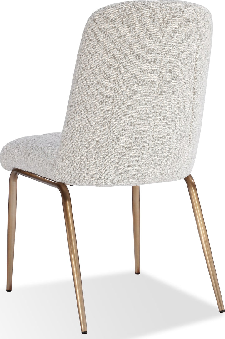 Apollo Upholstered Dining Chair in Ricotta Boucle and Brushed Bronze Metal – view 7