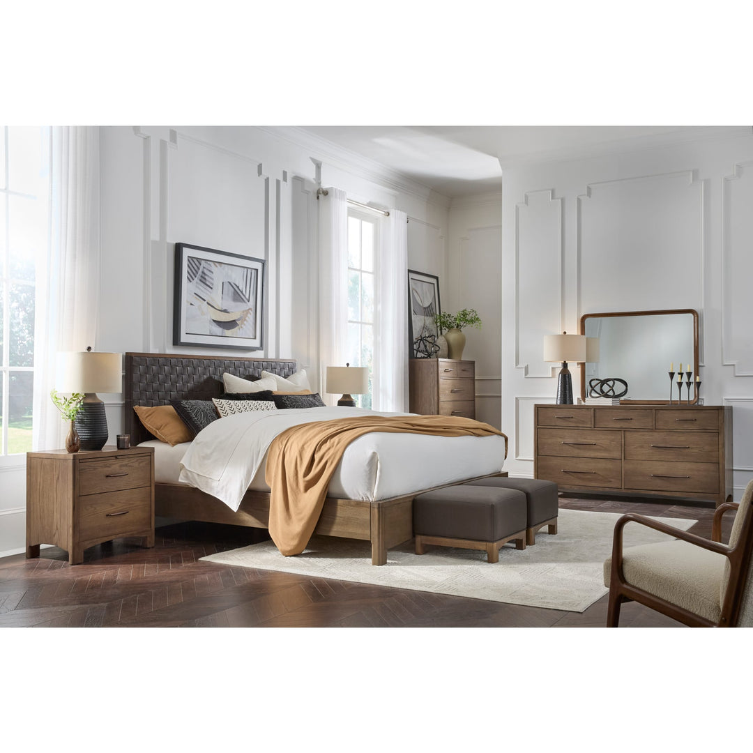 Arden Full Woven Headboard Platform Bed in Dark Chocolate and Tavern Brown