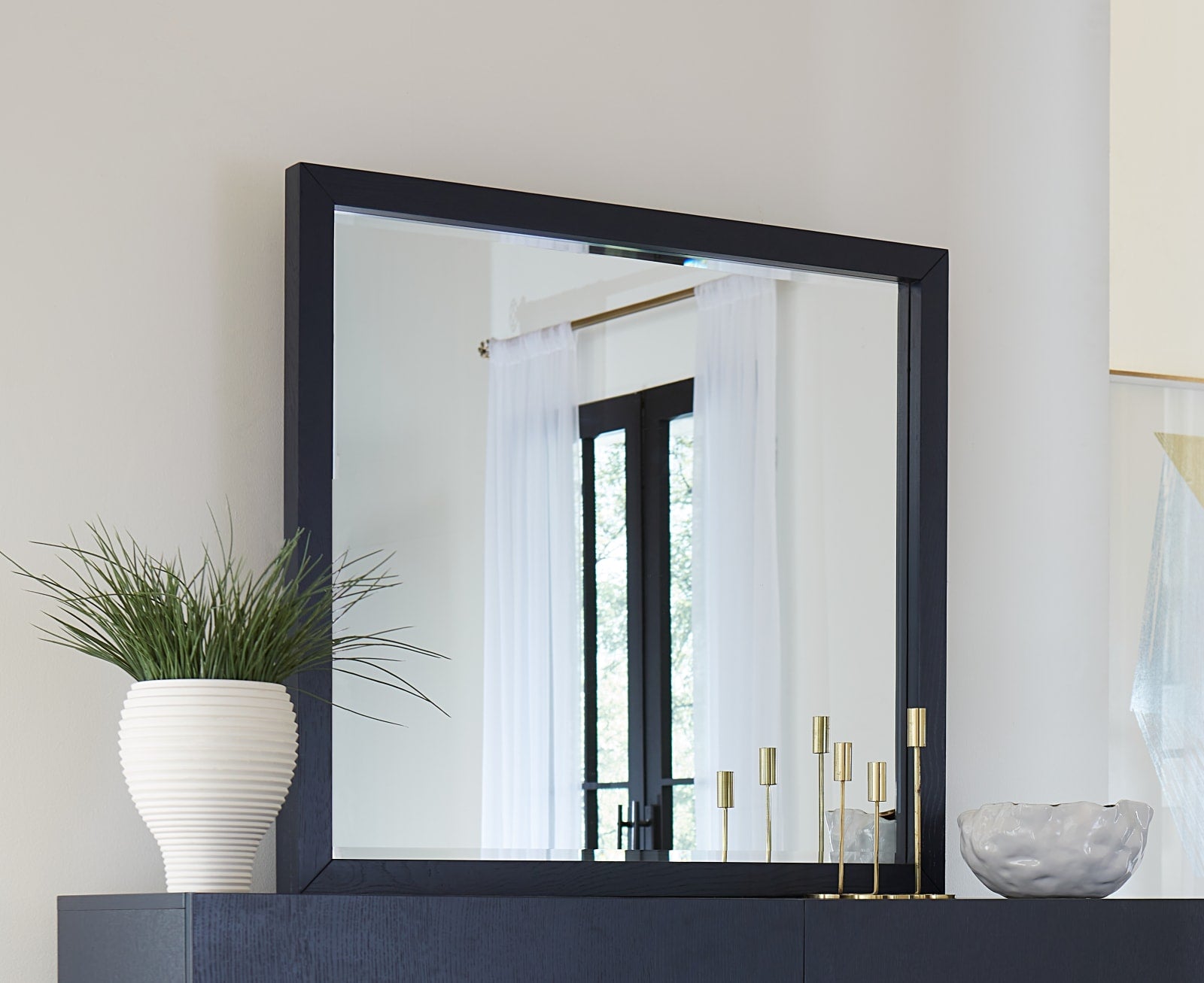 Argento Beveled Glass Wall or Dresser Mirror in Navy Blue