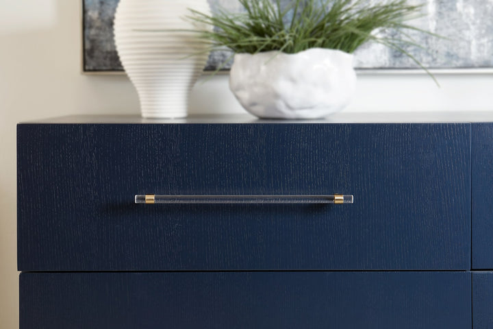 Argento Six Drawer Dresser in Navy Blue and Burnished Brass (2024) – view 4