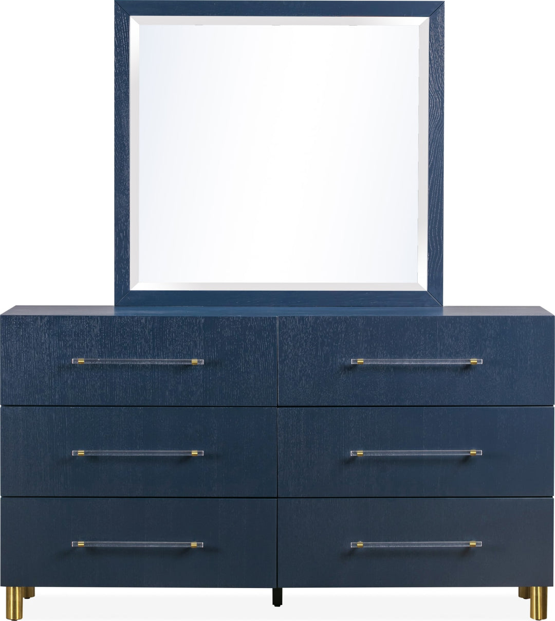 Argento Six Drawer Dresser in Navy Blue and Burnished Brass (2024) – view 7