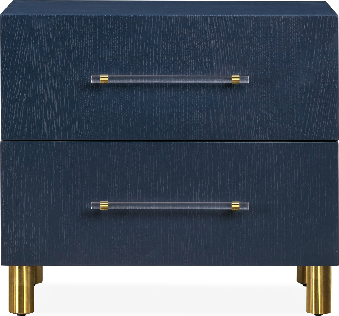 Argento Two Drawer USB Charging Nightstand in Navy Blue and Burnished Brass – view 6