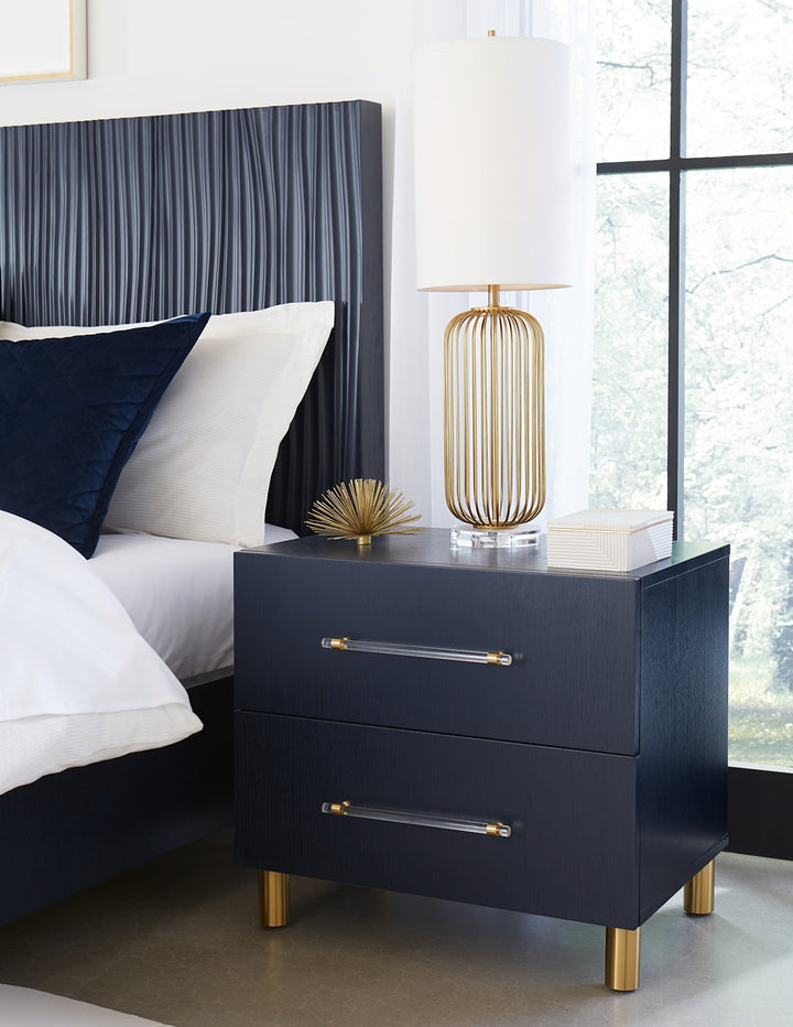 Argento Full Bed in Navy Blue and Burnished Brass – view 4
