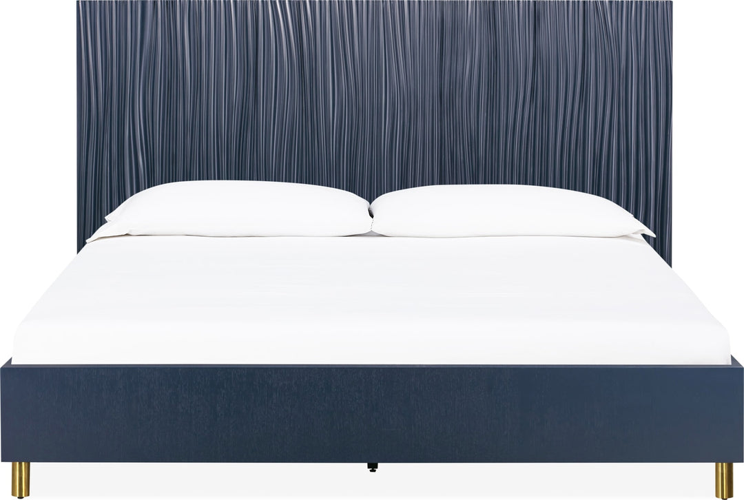 Argento Queen Bed in Navy Blue and Burnished Brass – view 6