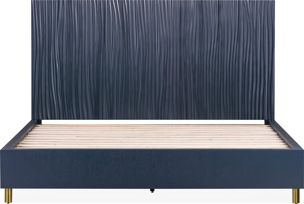 Argento Queen Bed in Navy Blue and Burnished Brass – view 9