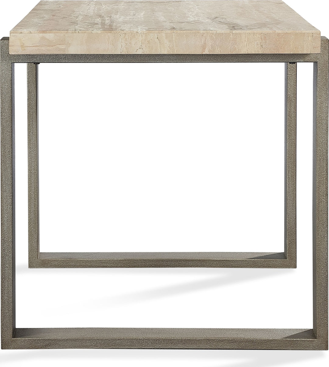 Ariela Natural Travertine End Table with Bronze Metal Base – view 6