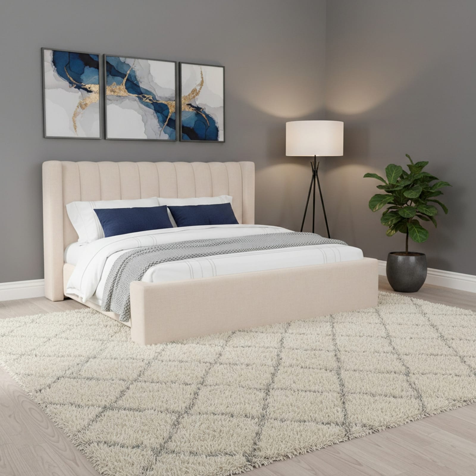 Arroyo Uph Queen Bed - Cashew