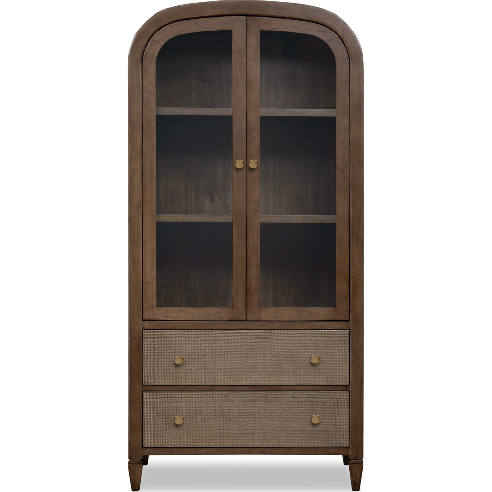 Ascott Arched Glass-Door Accent Cabinet in Pecan Pie