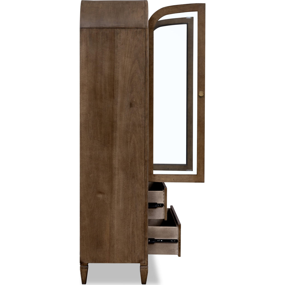 Ascott Arched Glass-Door Accent Cabinet in Pecan Pie
