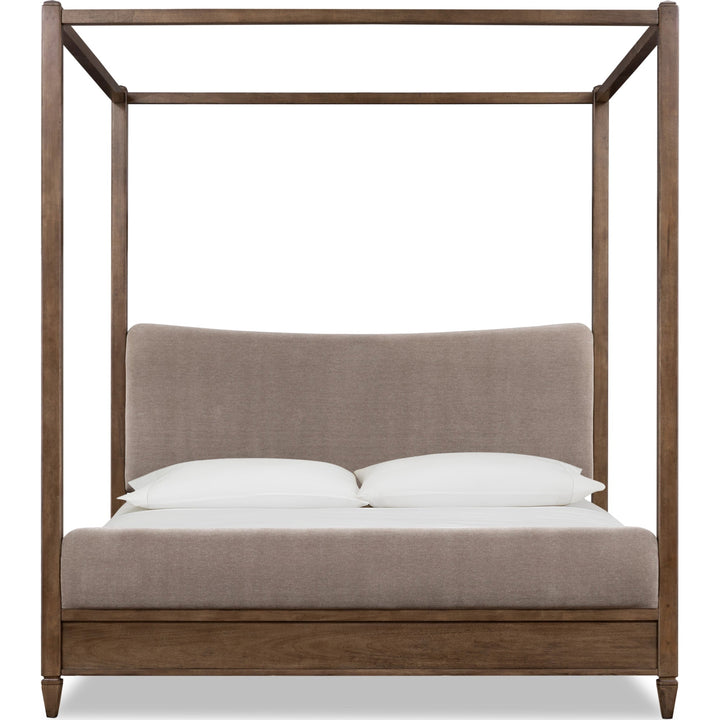 Ascott California King Upholstered Canopy Bed in Pecan Pie
