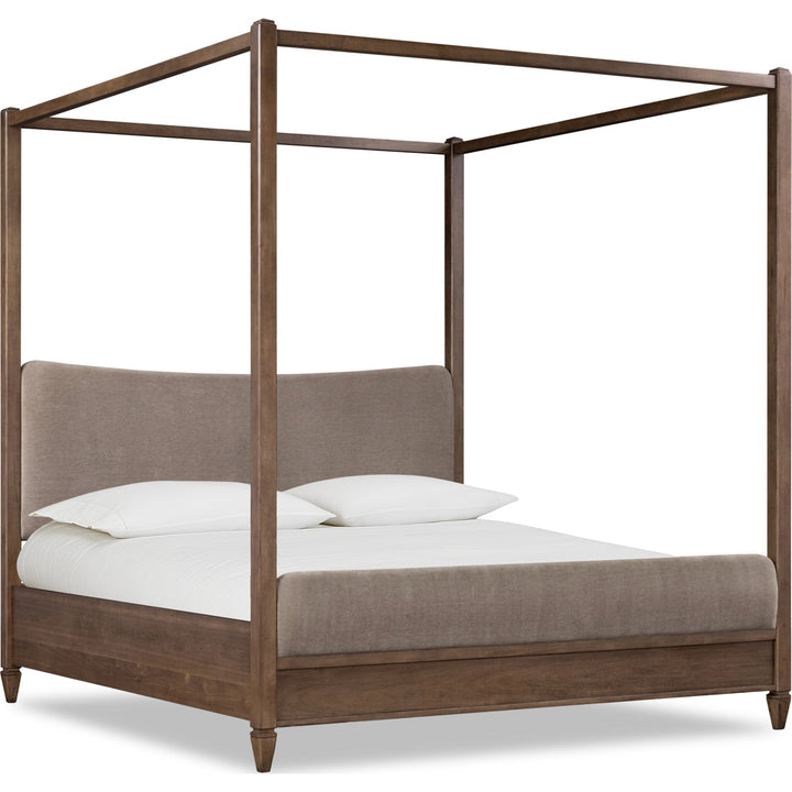 Ascott Queen Upholstered Canopy Bed in Pecan Pie