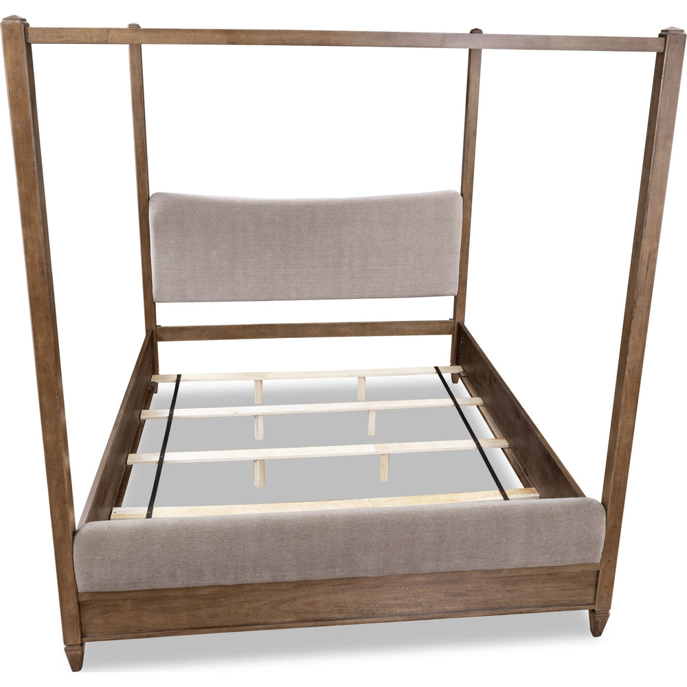 Ascott California King Upholstered Canopy Bed in Pecan Pie