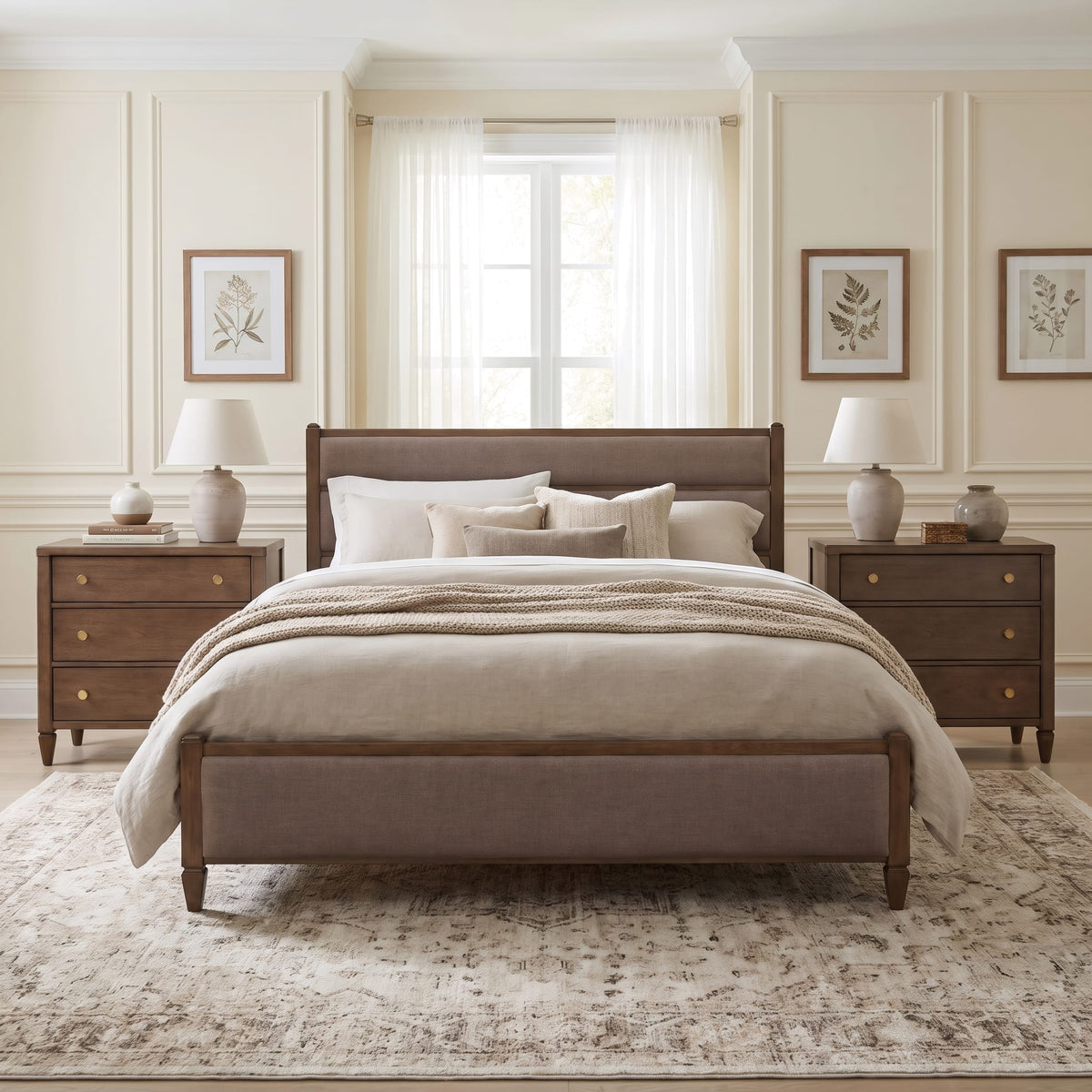 Ascott Queen Upholstered Panel Bed in Pecan Pie
