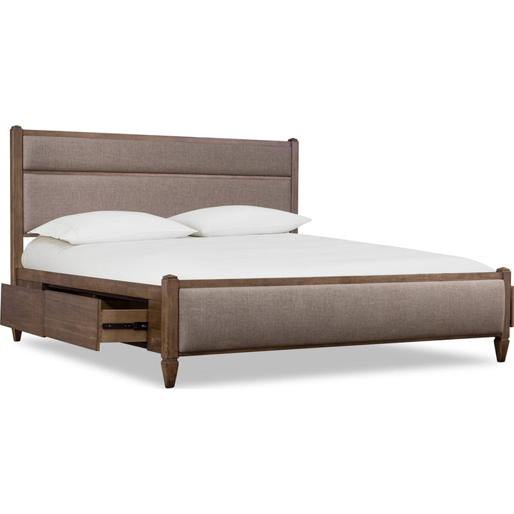 Ascott Queen Upholstered Storage Bed in Pecan Pie