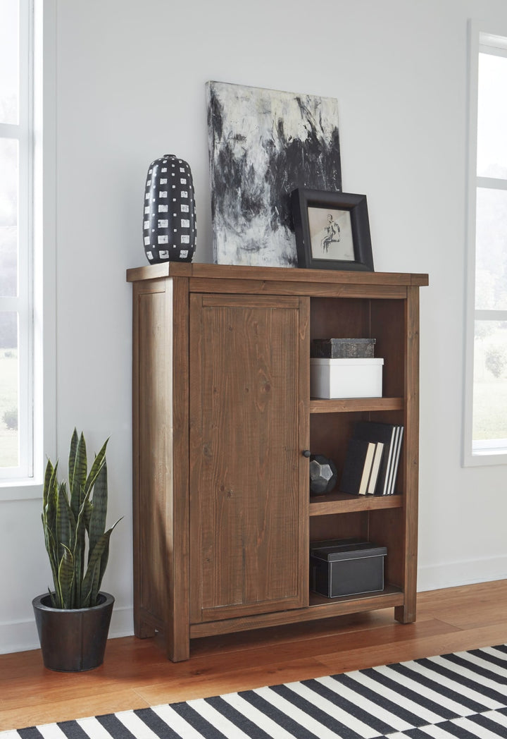 Autumn Sliding Door Bookcase in Flint Oak