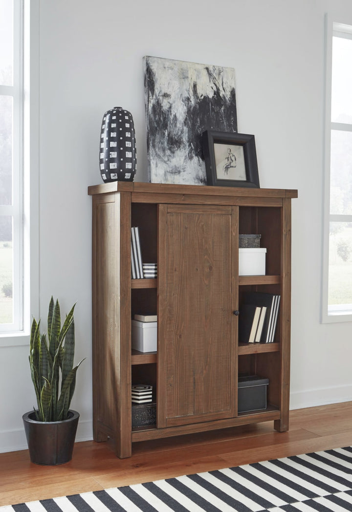 Autumn Sliding Door Bookcase in Flint Oak – view 2