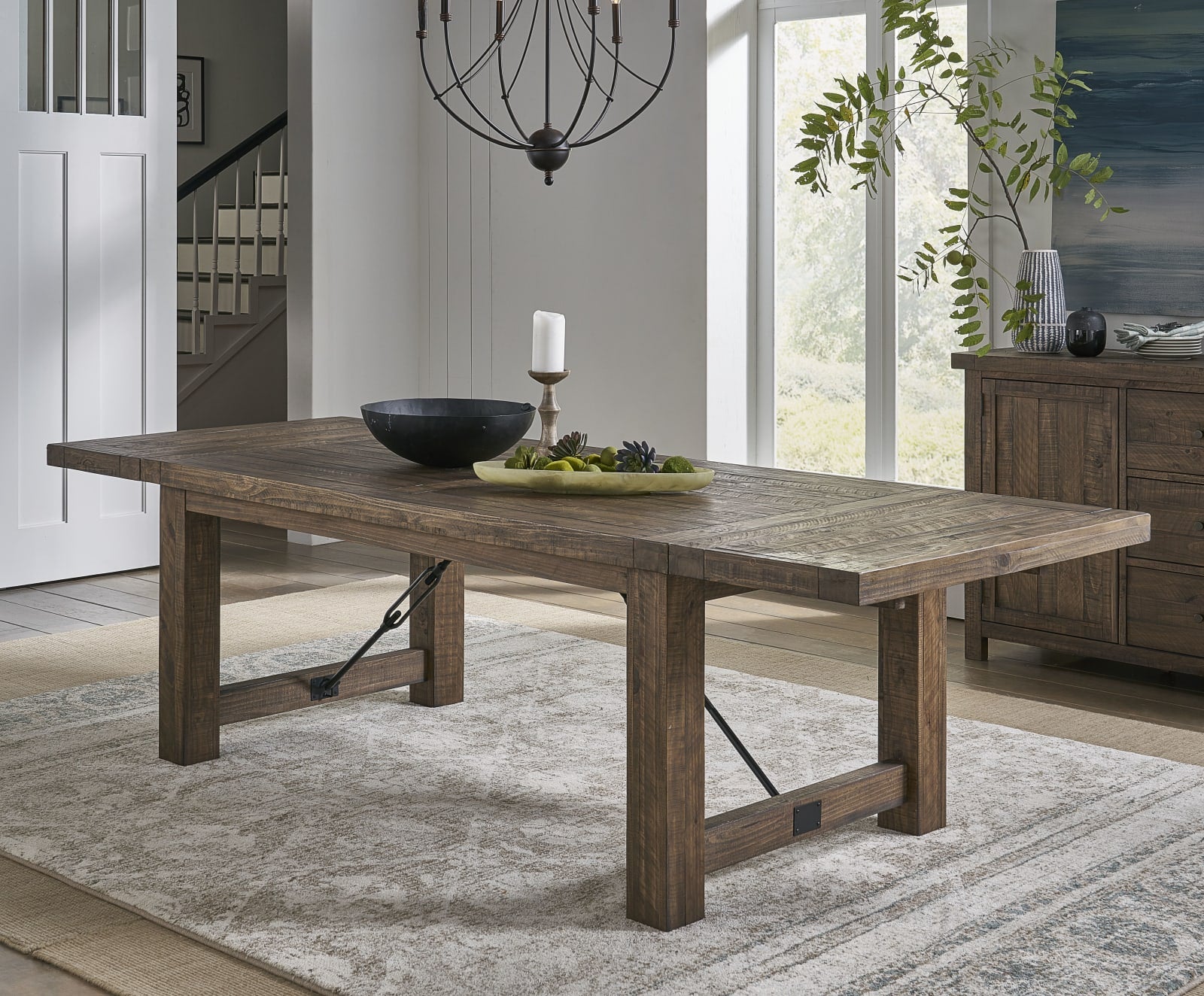 Autumn Solid Wood Extending Dining Table in Flint Oak