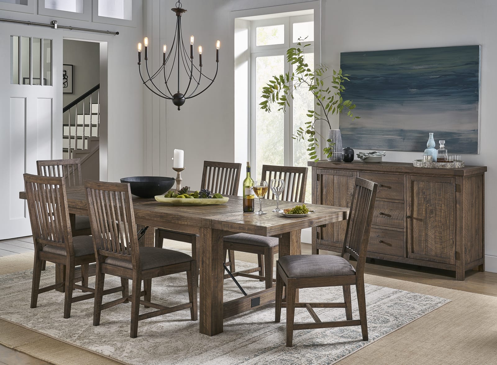 Autumn Solid Wood Extending Dining Table in Flint Oak – view 2