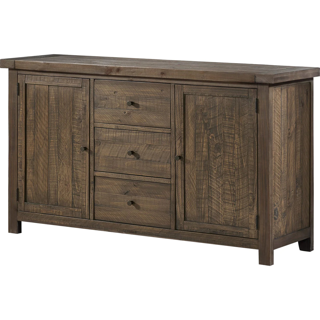 Autumn Solid Wood Three Drawer Two Door Sideboard in Flint Oak