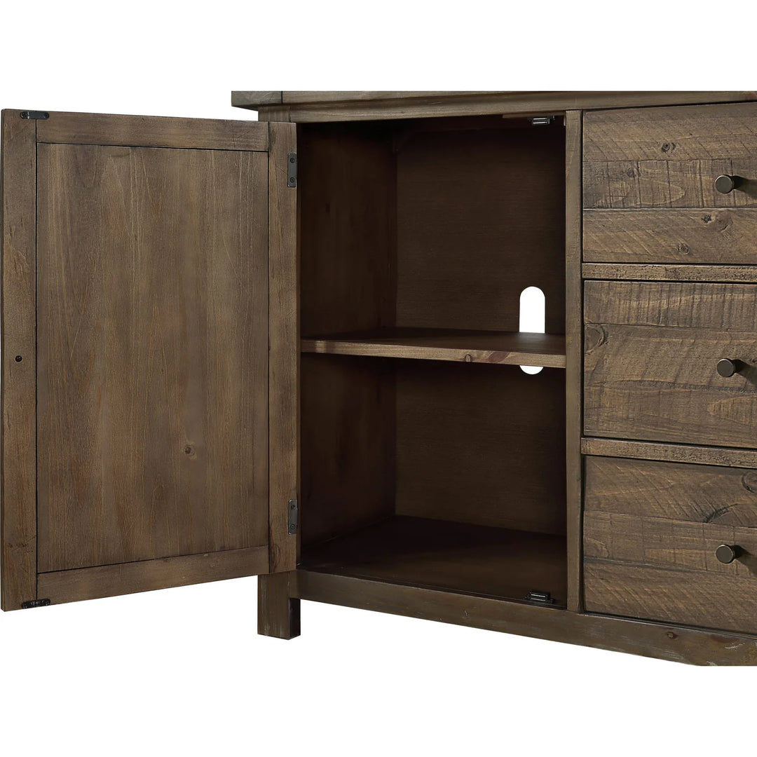 Autumn Solid Wood Three Drawer Two Door Sideboard in Flint Oak