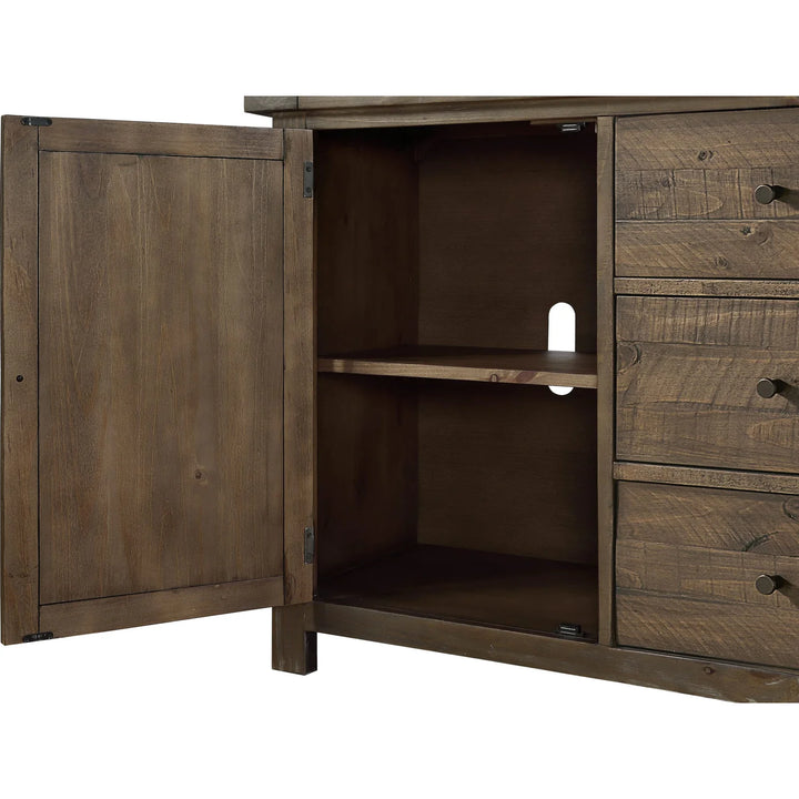 Autumn Solid Wood Three Drawer Two Door Sideboard in Flint Oak