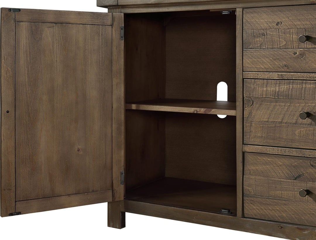 Autumn Solid Wood Three Drawer Two Door Sideboard in Flint Oak – view 4