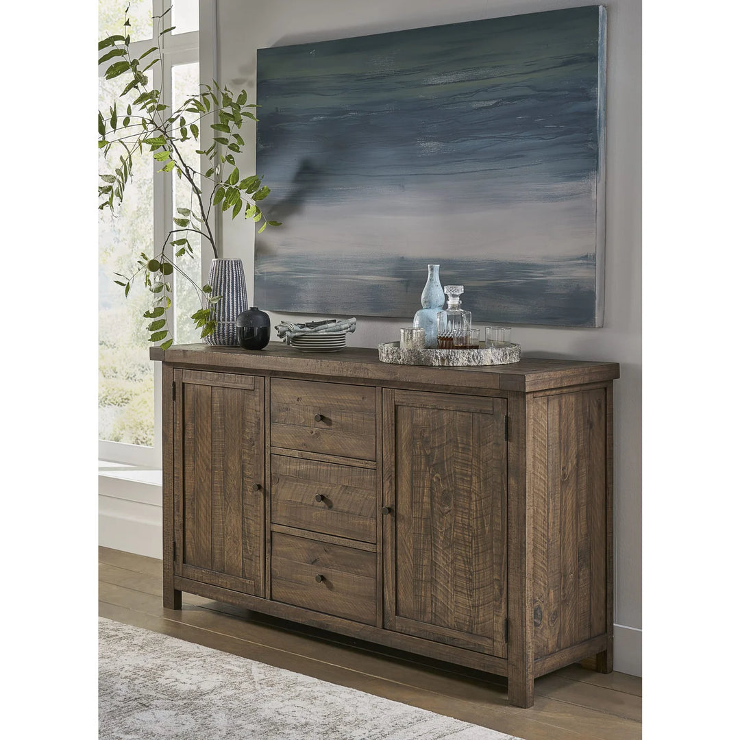 Autumn Solid Wood Three Drawer Two Door Sideboard in Flint Oak