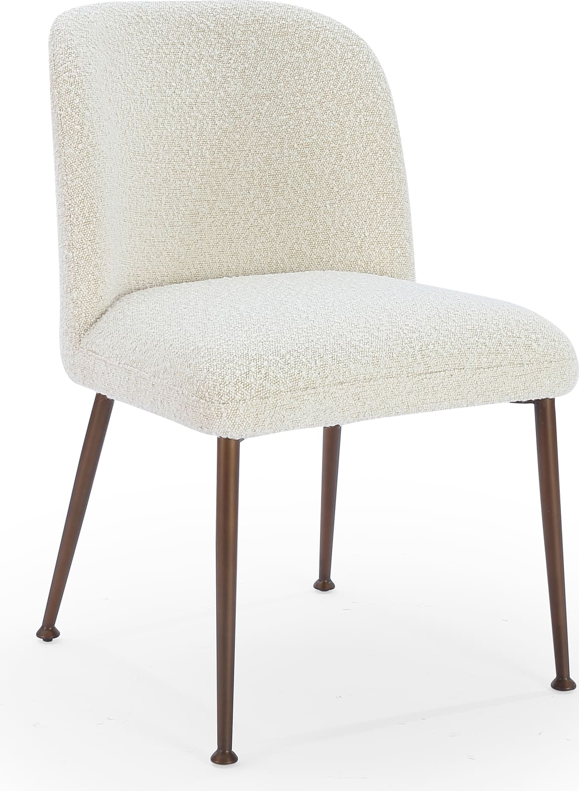 Avery Upholstered Dining Chair in Ricotta Boucle and Bronze Metal – view 2